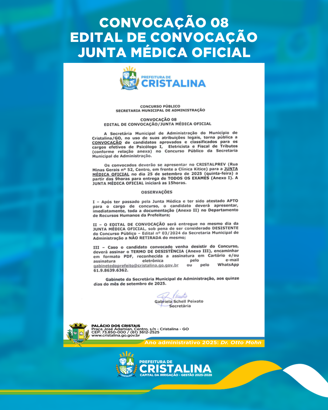 COMUNICADO URGENTE – CONVOCAÇÃO Nº 08 DO CONCURSO PÚBLICO